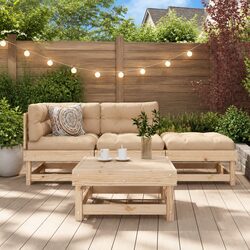 Garden Lounge Set 4 Piece Outdoor Furniture with Cushions Solid Wood Patio