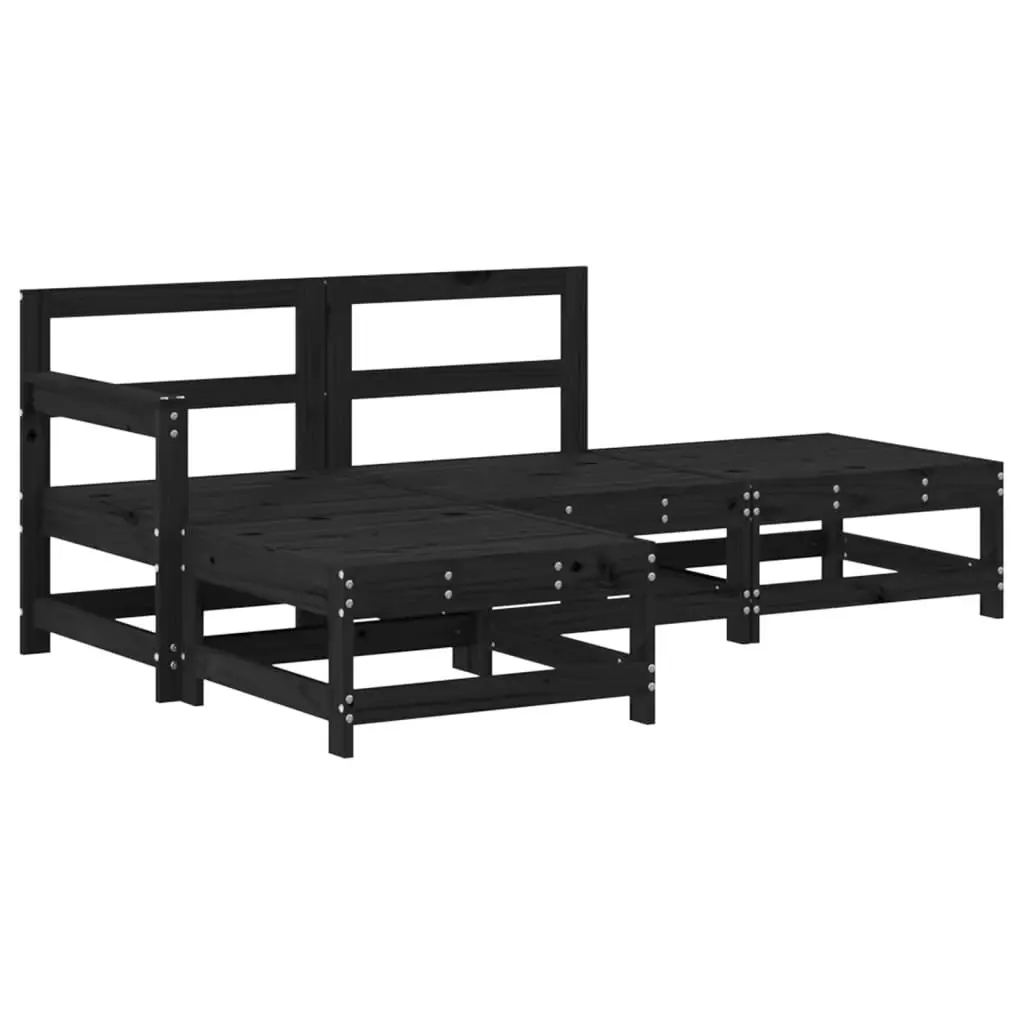 Garden Lounge Set 4 Piece Outdoor Furniture Patio Sofa with Cushions Black Wood