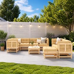 Garden Lounge Set 10 Piece Outdoor Furniture Patio Sofa with Cushions Modular