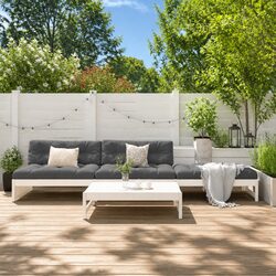Garden Lounge Set 4 Piece Outdoor Furniture Solid Wood White Cushions Patio