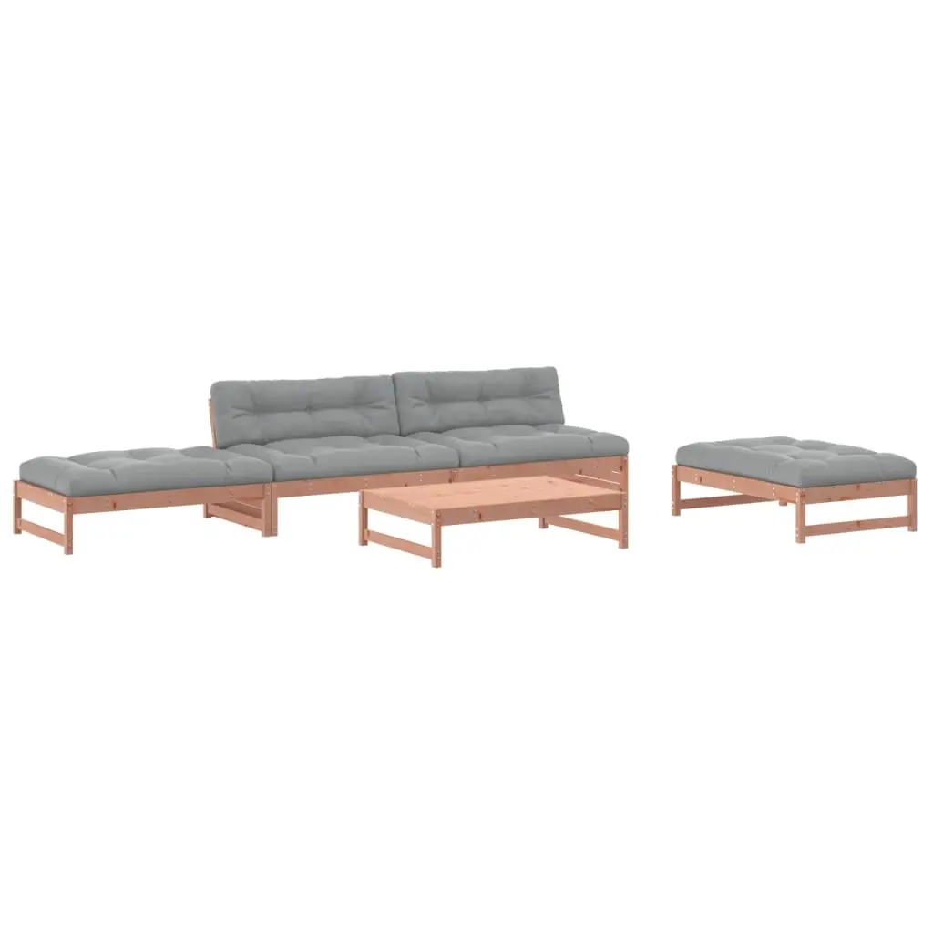 5 Piece Garden Lounge Set with Cushions Solid Wood Outdoor Furniture Patio