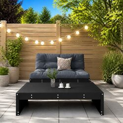 Garden Lounge Set 2 Piece with Cushions Black Wood Outdoor Patio Furniture