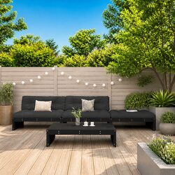 Garden Lounge Set 4 Piece Outdoor Furniture with Cushions Black Wooden Patio