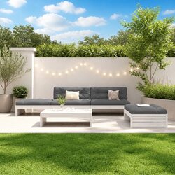 Outdoor Garden Lounge Set 5 Piece Wooden Furniture White with Cushions Patio