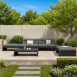 Garden Lounge Set 5 Piece Outdoor Furniture Patio Seating with Cushions Black