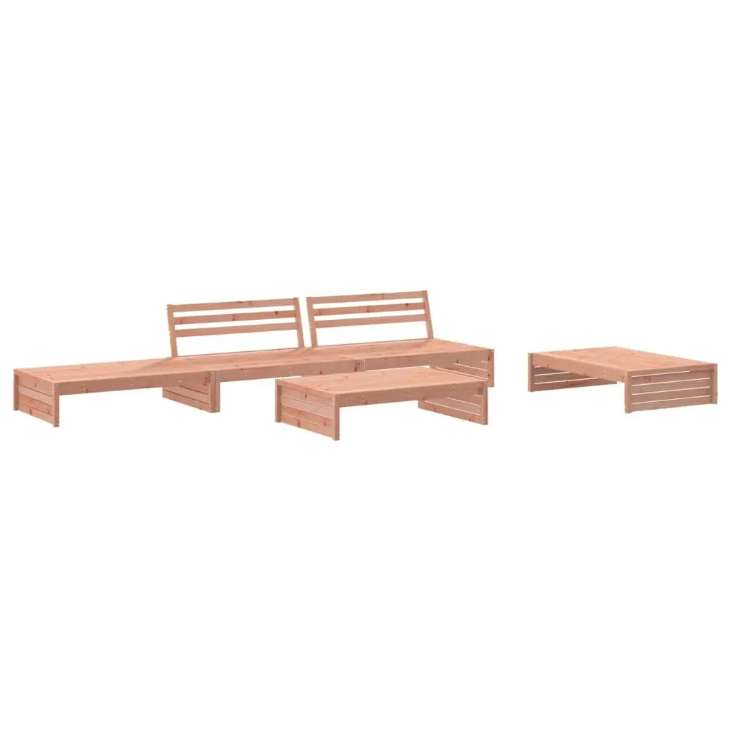 5 Piece Garden Lounge Set Solid Wood Douglas Cushions Brown