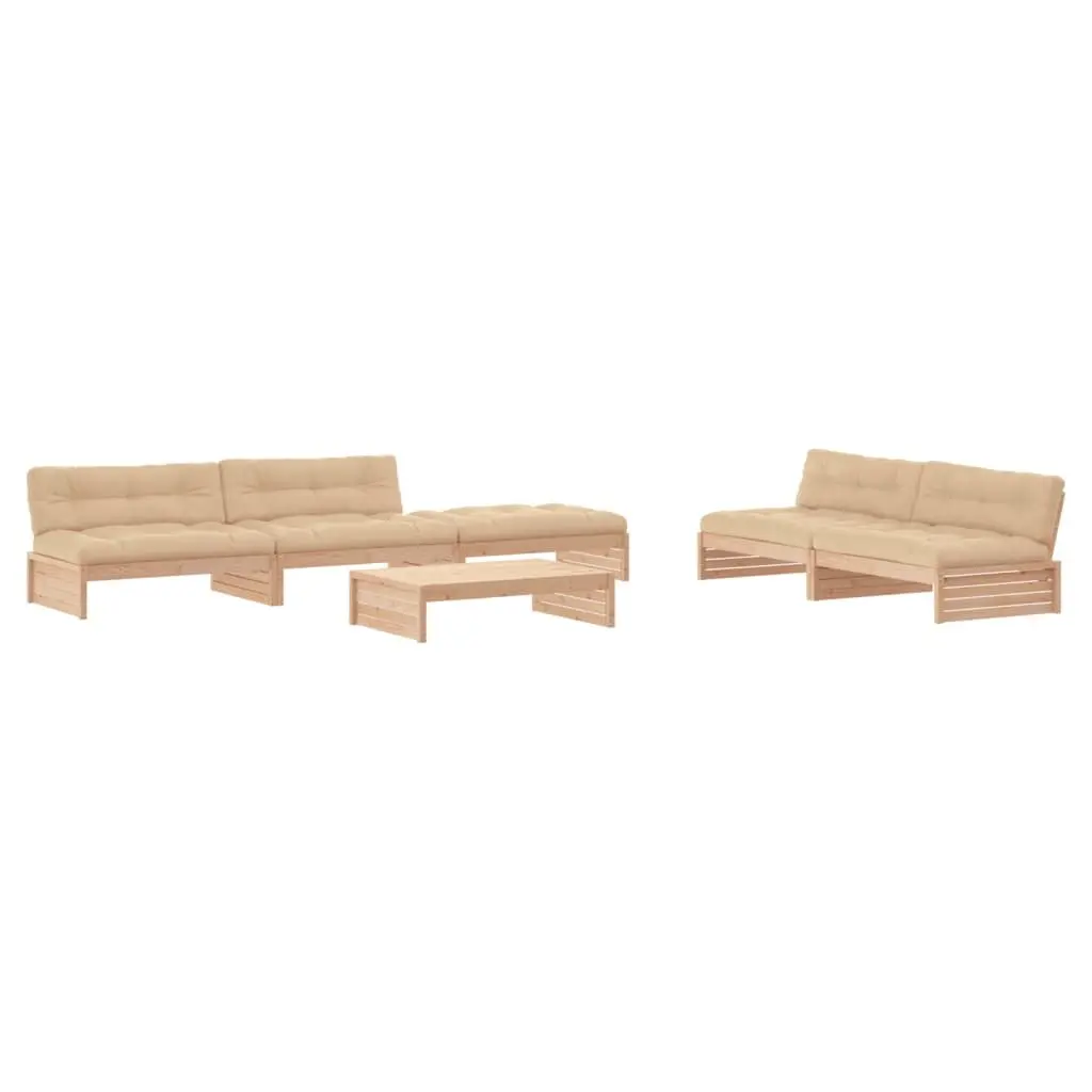 Garden Lounge Set 6 Piece Outdoor Furniture Solid Wood Modular Patio Seating