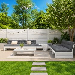 Garden Lounge Set 6 Piece Outdoor Furniture Patio Sofa with Cushions White