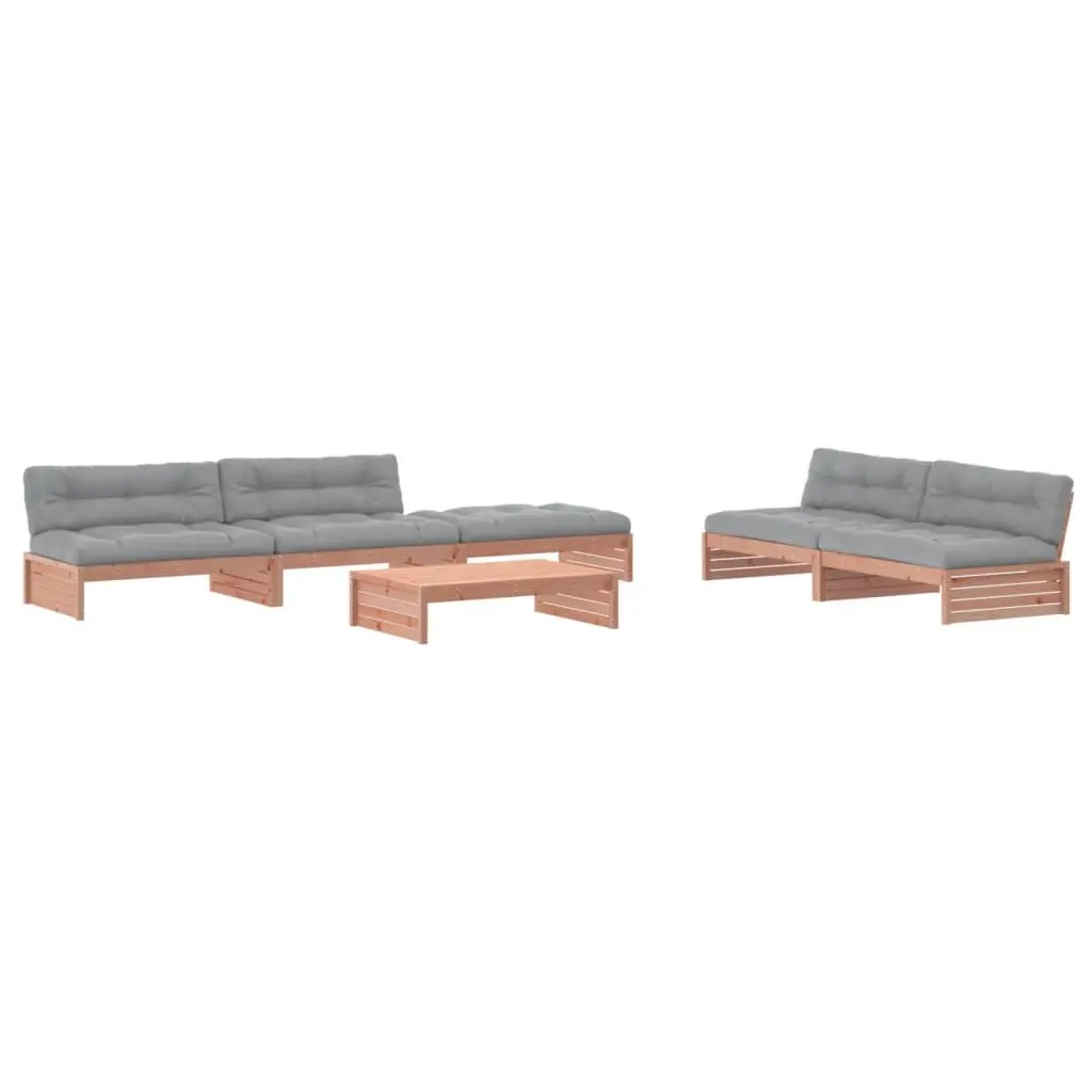 6 Piece Garden Lounge Set Outdoor Patio Furniture with Cushions Solid Wood Brown