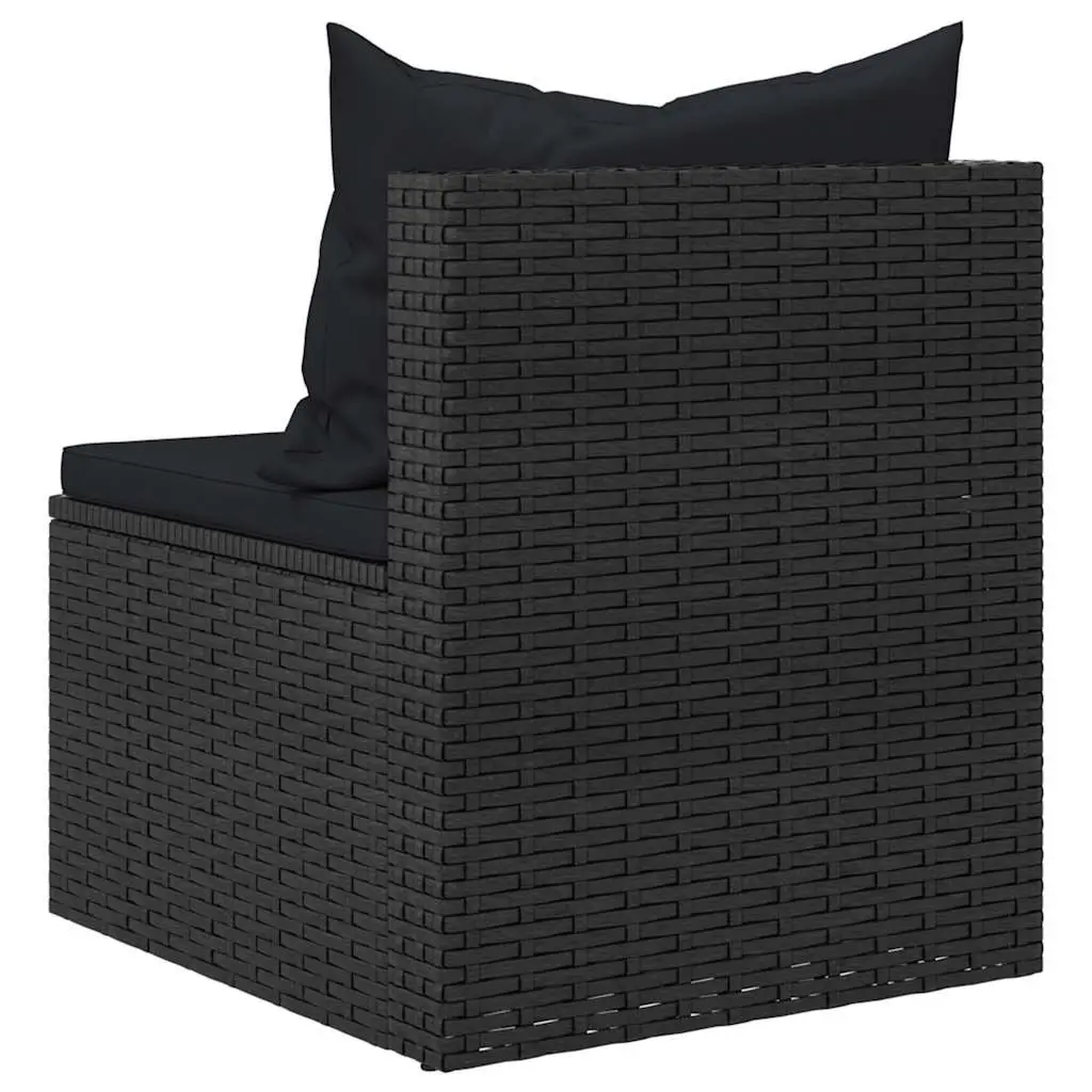 4 Piece Garden Sofa Set with Cushions Black Poly Rattan Outdoor Furniture