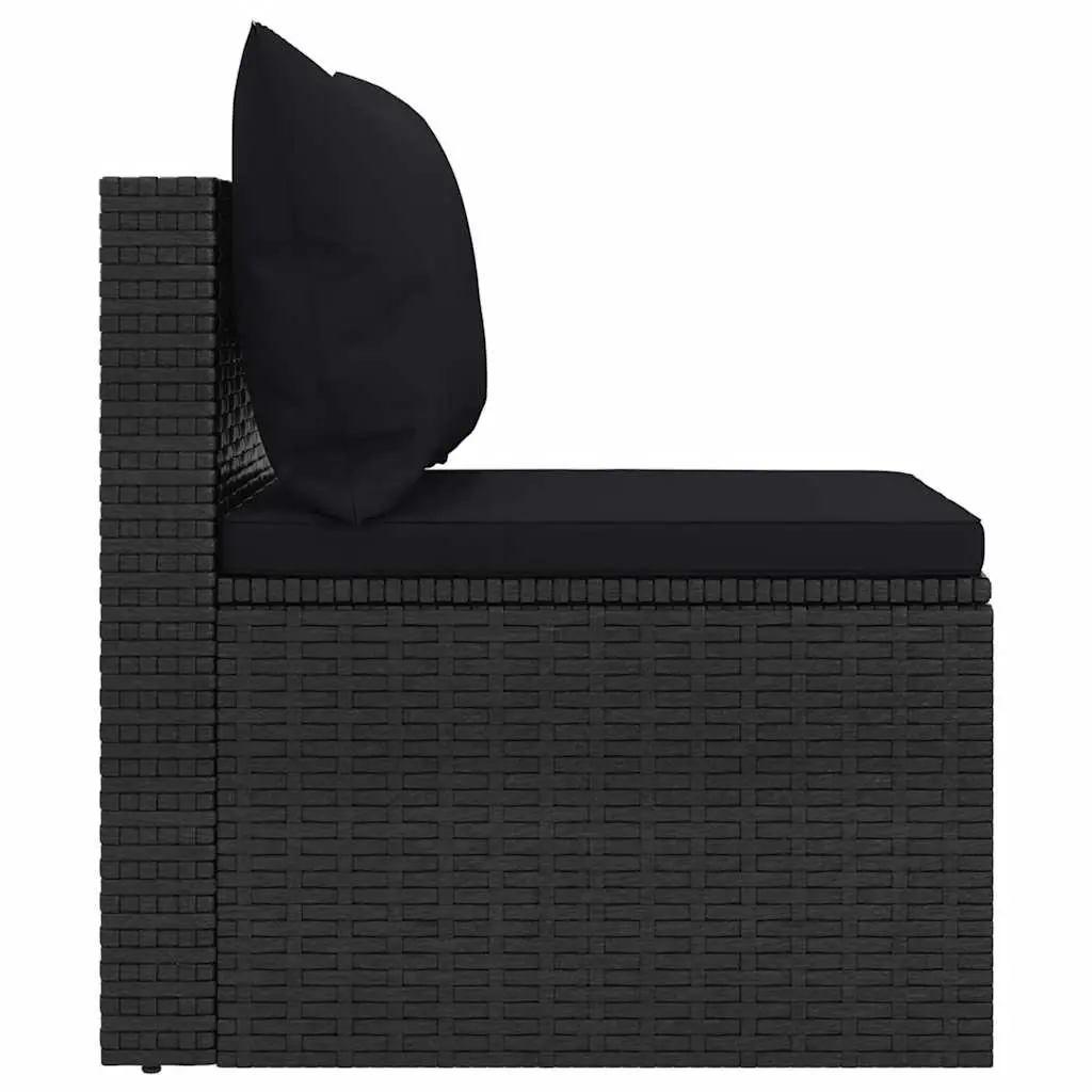4 Piece Garden Sofa Set with Cushions Black Poly Rattan Outdoor Furniture