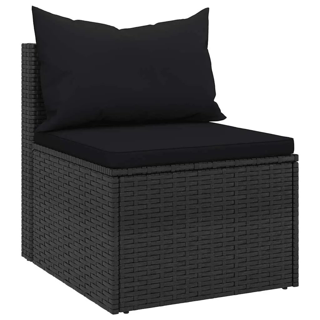 4 Piece Garden Sofa Set with Cushions Black Poly Rattan Outdoor Furniture