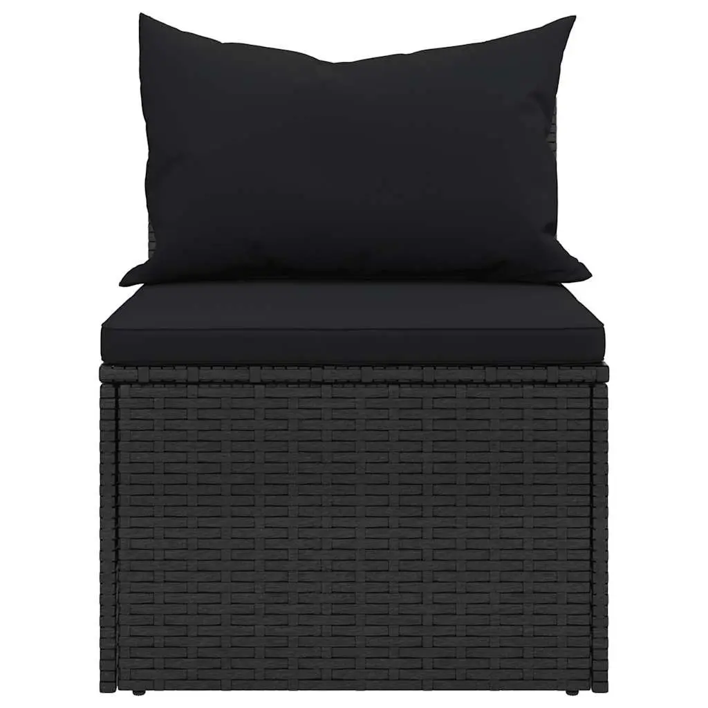 4 Piece Garden Sofa Set with Cushions Black Poly Rattan Outdoor Furniture