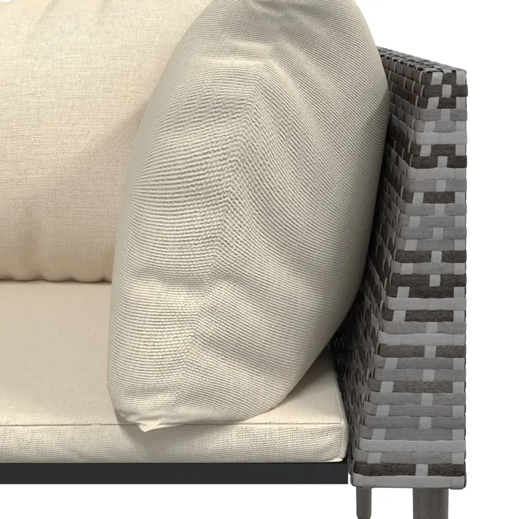 3 Piece Outdoor Garden Lounge Set Grey Poly Rattan Furniture with Cushions