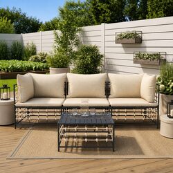 Outdoor Garden Lounge Set 4 Piece Poly Rattan Anthracite Patio Seating with