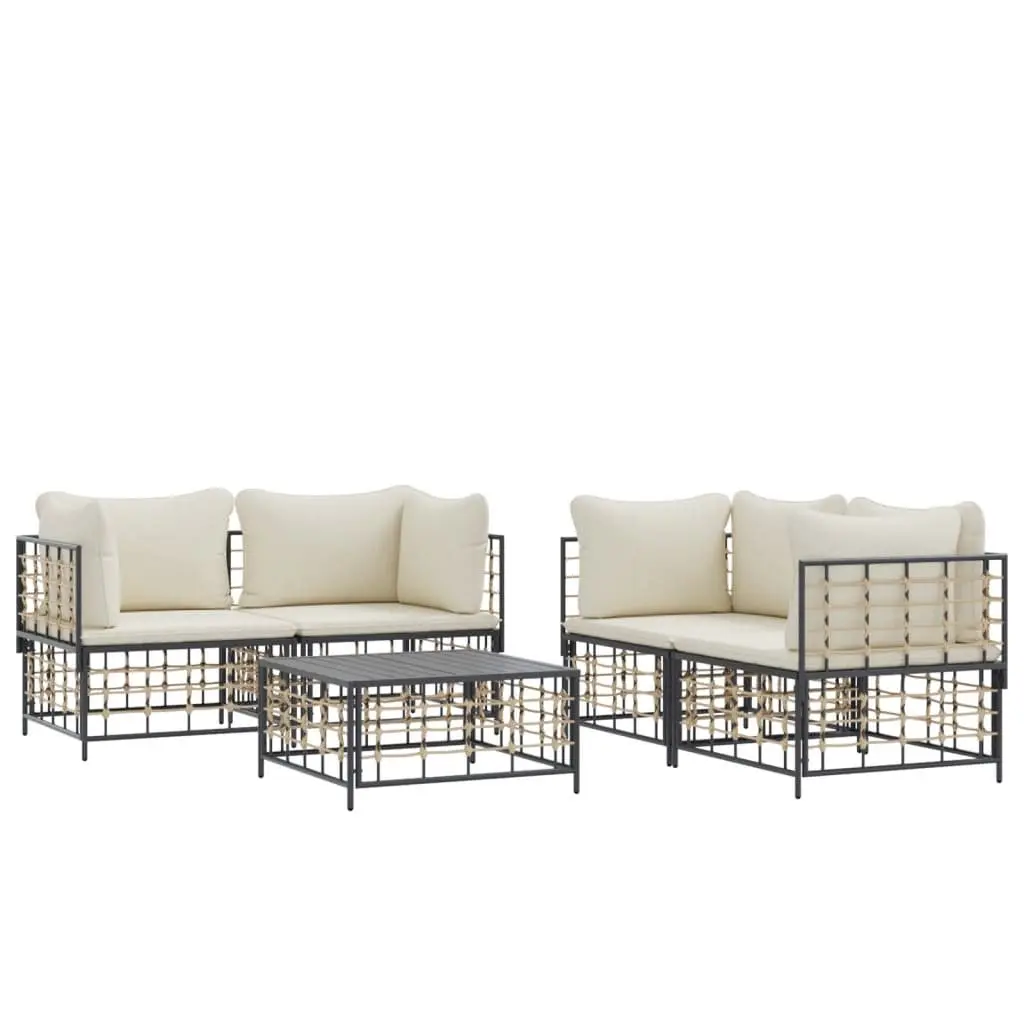 5 Piece Garden Lounge Set Outdoor Seating Furniture with Cushions Anthracite