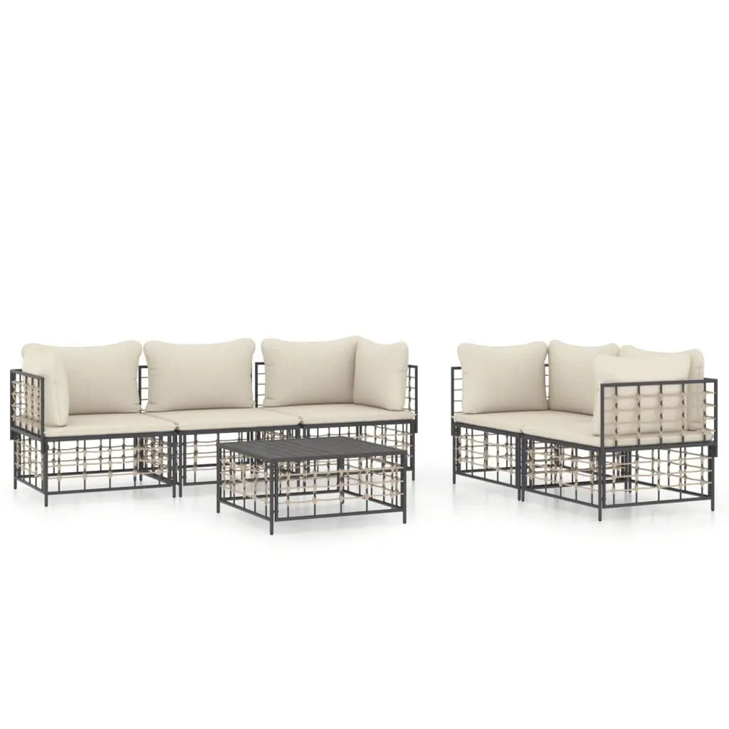 6 Piece Garden Lounge Set with Cushions Outdoor Seating Patio Furniture