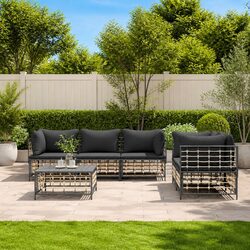 6 Piece Garden Lounge Set Outdoor Sofa Furniture Anthracite Poly Rattan with