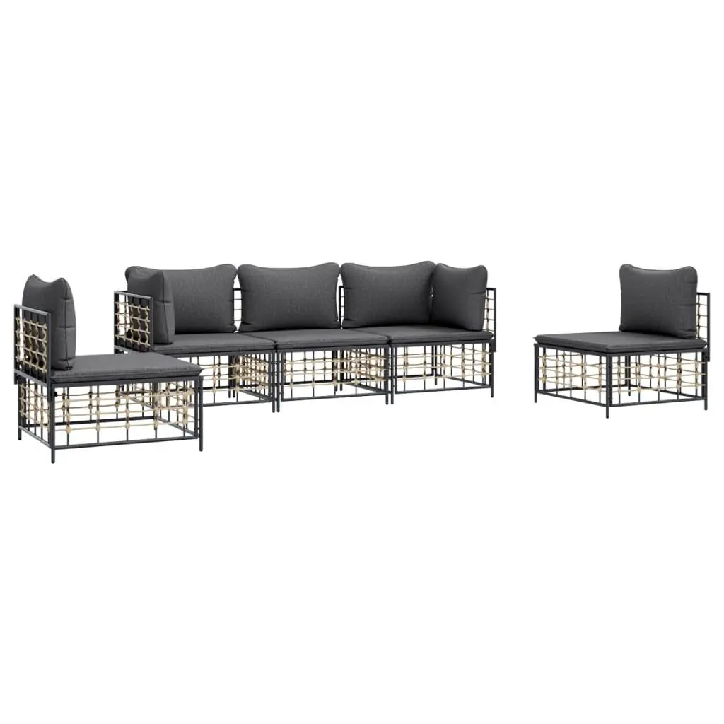 5 Piece Garden Lounge Set Outdoor Seating Furniture with Cushions Anthracite
