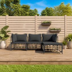 4 Piece Garden Lounge Set Outdoor Seating Patio Furniture with Cushions