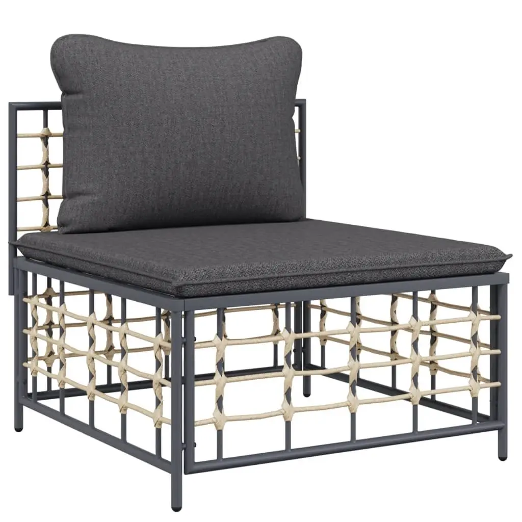 4 Piece Garden Lounge Set Weather-Resistant Poly Rattan Anthracite with Cushions