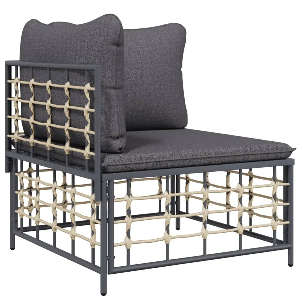 5 Piece Garden Lounge Set Poly Rattan Anthracite with Cushions