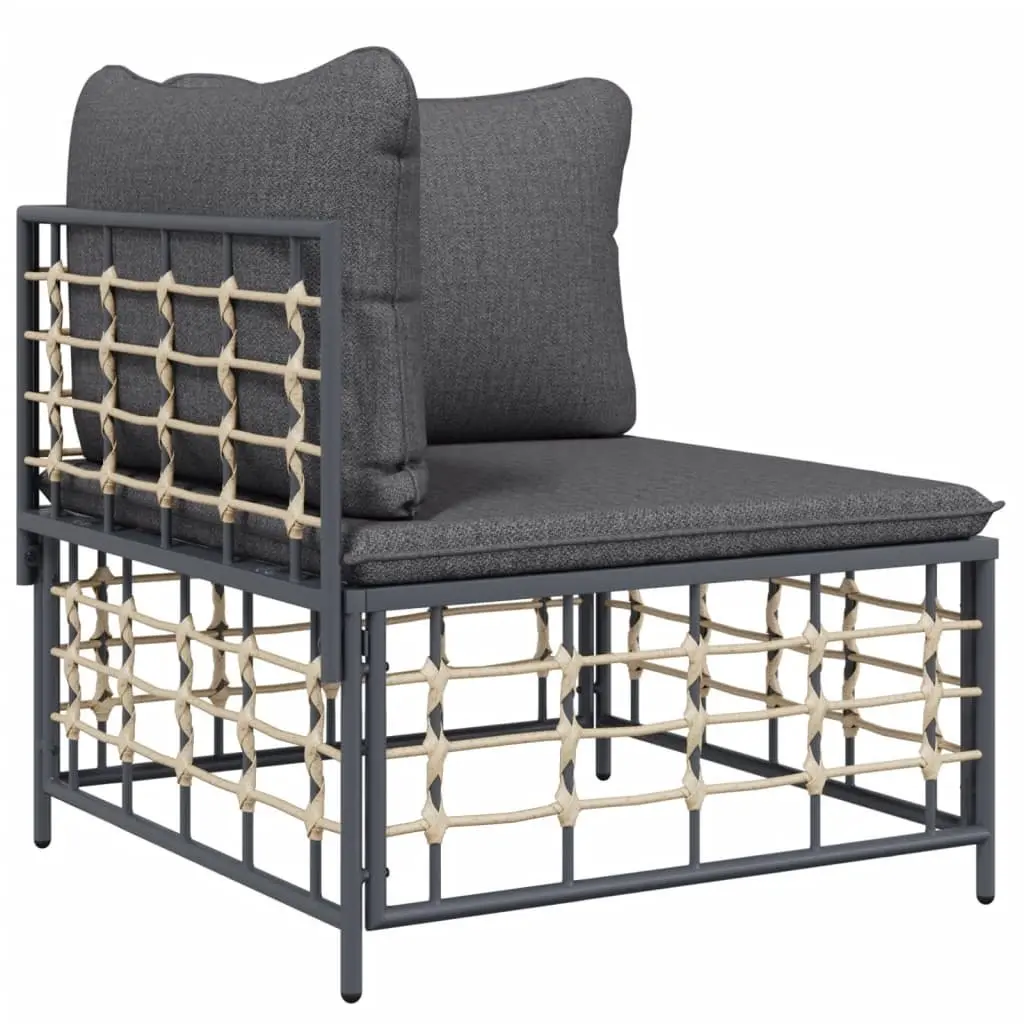 5 Piece Garden Lounge Set Outdoor Sofa Sectional with Cushions Anthracite