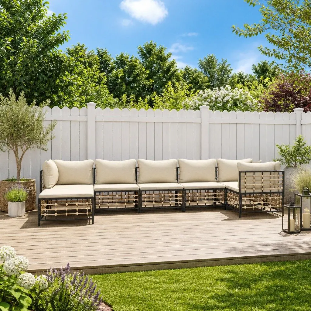 7 Piece Garden Lounge Set Outdoor Sofa Sectional with Cushions Anthracite