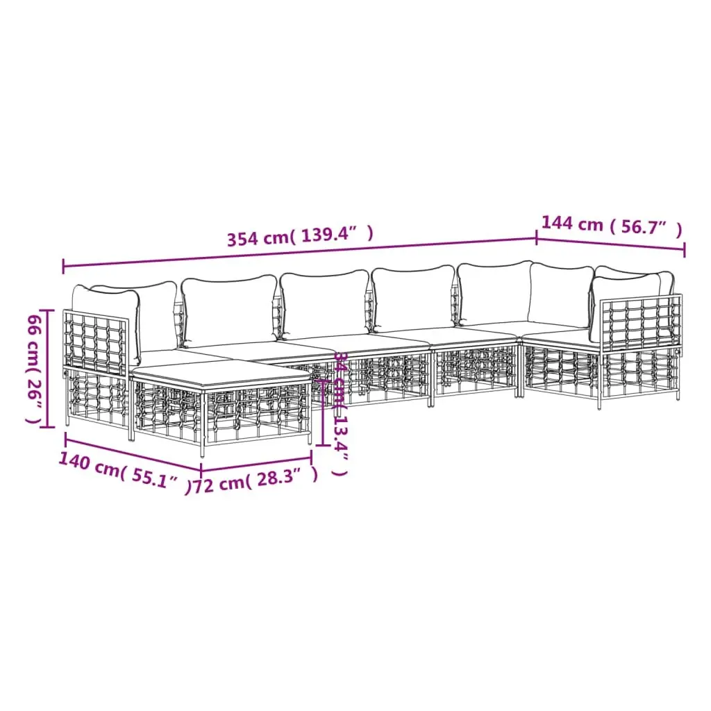 7 Piece Garden Lounge Set Outdoor Sofa Sectional with Cushions Anthracite
