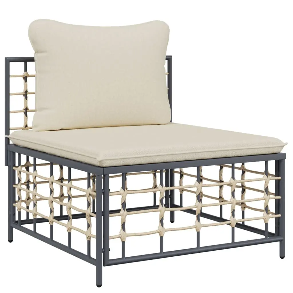 Garden Lounge Set 8 Piece Outdoor Sofa Seating Cushions Anthracite Rattan
