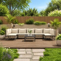 8 Piece Garden Lounge Set Outdoor Seating Sofa with Cushions Anthracite