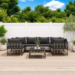 7 Piece Garden Lounge Set Outdoor Seating Sofa with Cushions Anthracite