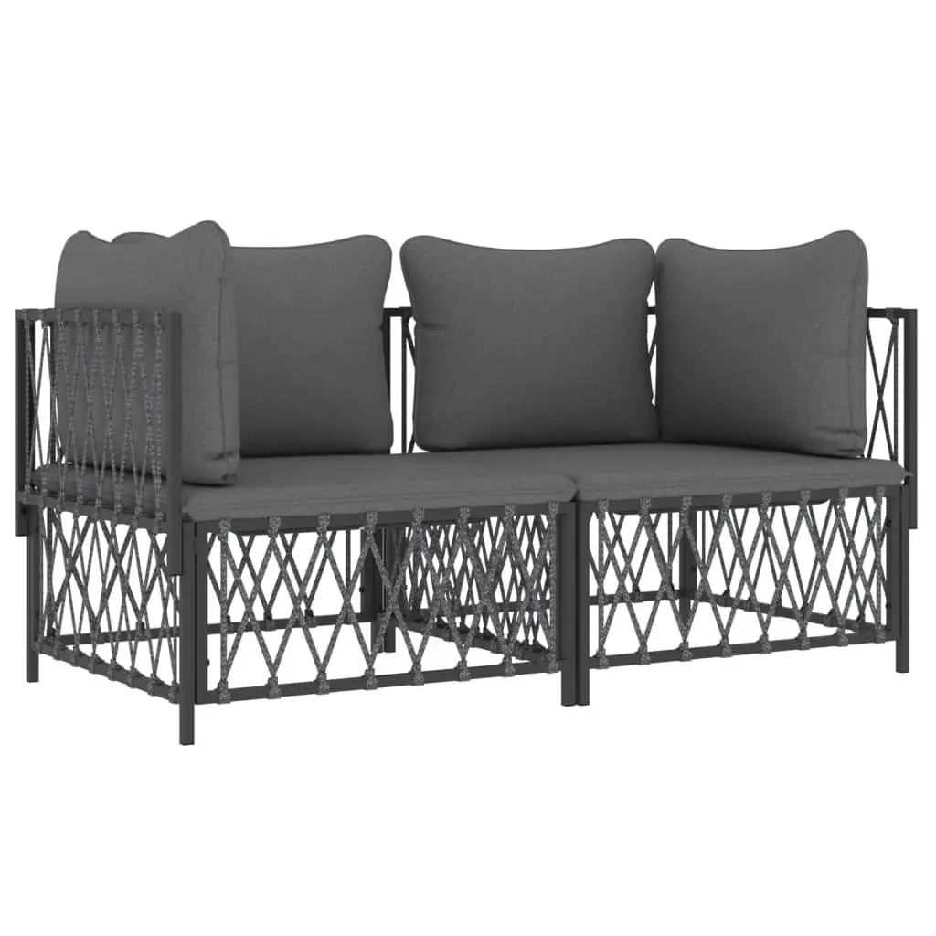 Garden Lounge Set 2 Piece Modular Outdoor Furniture Anthracite Steel Frame Cushions