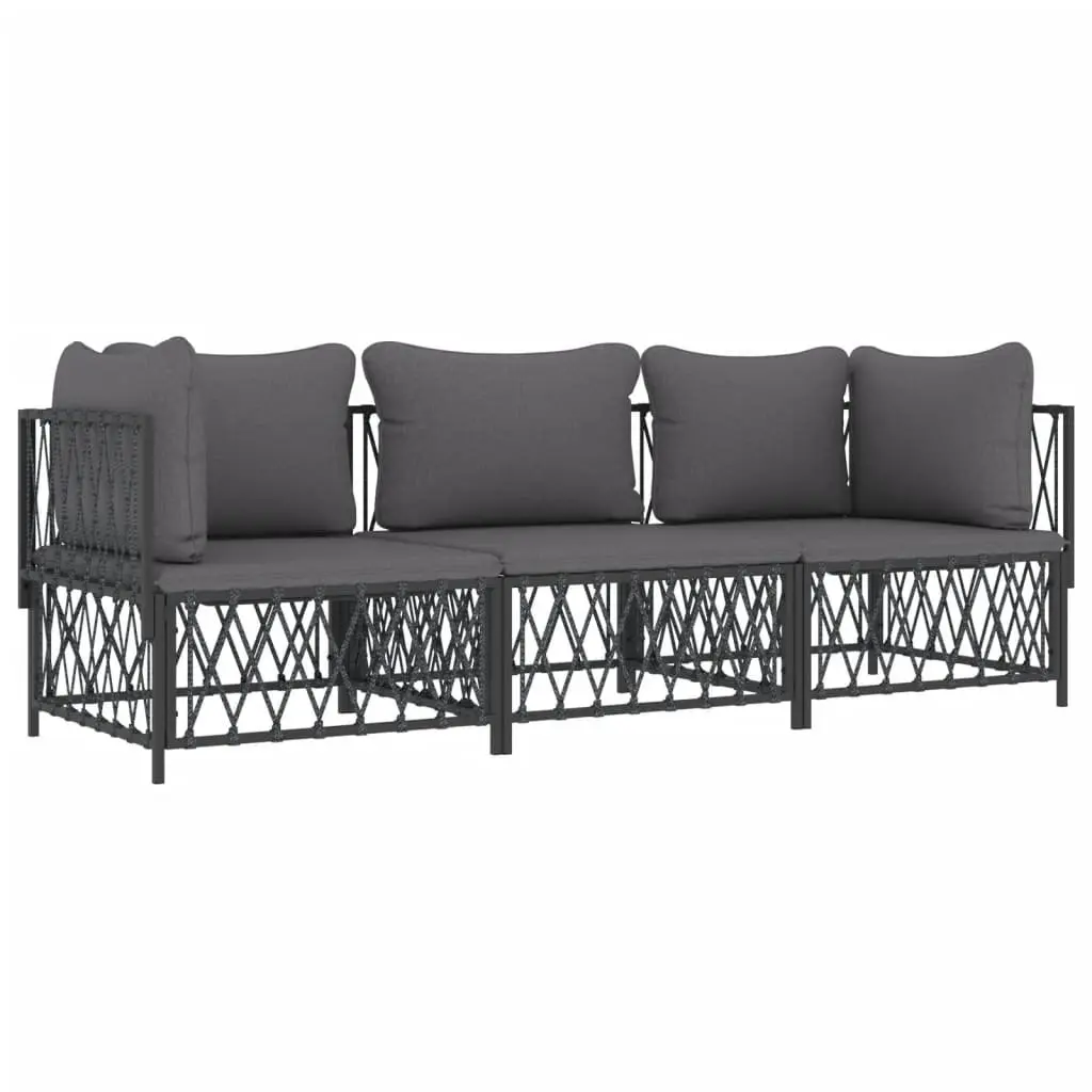 3 Piece Garden Lounge Set Outdoor Furniture Anthracite Steel Modular Sofa