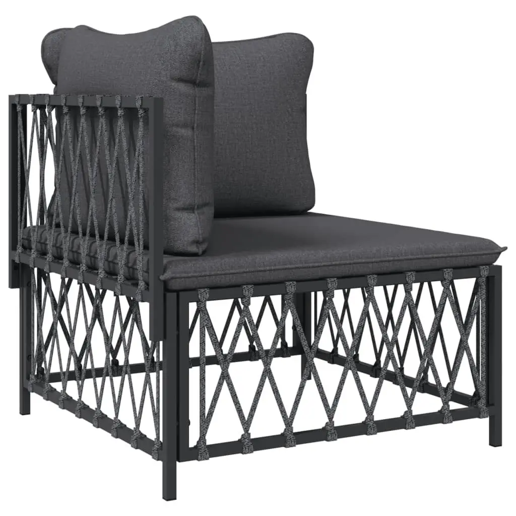 3 Piece Garden Lounge Set Outdoor Furniture Anthracite Steel Modular Sofa