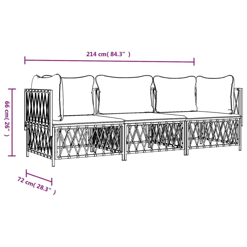 3 Piece Garden Lounge Set Outdoor Furniture Anthracite Steel Modular Sofa