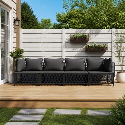 4 Piece Garden Lounge Set Outdoor Furniture Anthracite Steel Frame Cushions