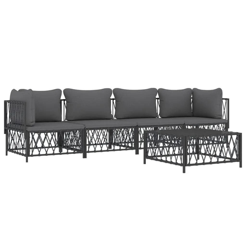 5 Piece Garden Lounge Set Anthracite Outdoor Furniture Modular Sofa with