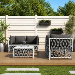 Garden Lounge Set 5 Piece Outdoor Furniture Sofa with Cushions White