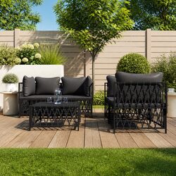 Garden Lounge Set 5 Piece Outdoor Furniture Modular Sofa Cushions Anthracite