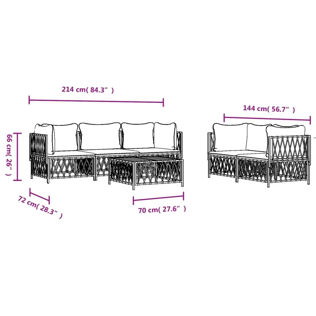Garden Lounge Set Modular Sofa 6 Piece Anthracite Steel Frame