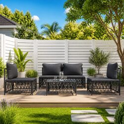 Garden Lounge Set 5 Piece Modular Outdoor Sofa Sectional with Cushions