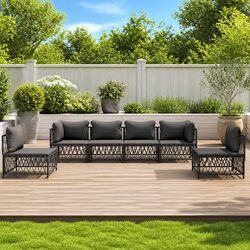 Garden Lounge Set 6 Piece Outdoor Furniture Sectional Sofa with Cushions