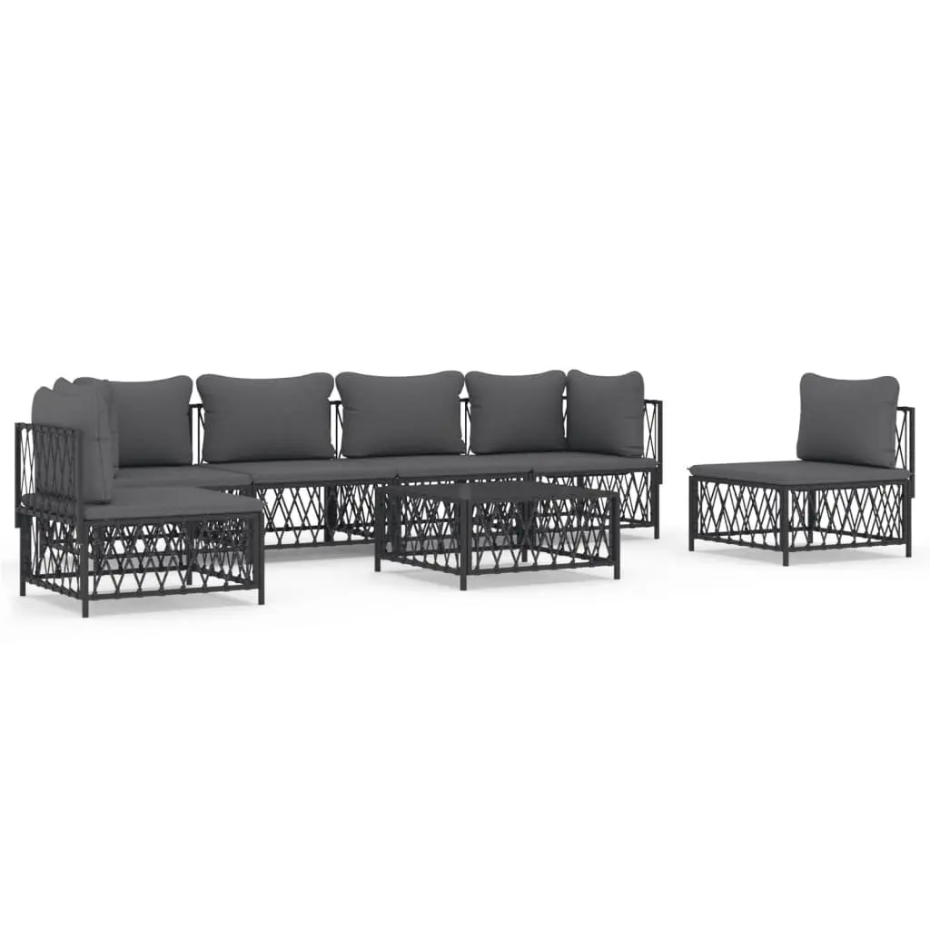 7 Piece Outdoor Garden Lounge Set Modular Sofa Anthracite with Cushions