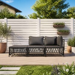 Outdoor Garden Lounge Set 3 Piece Lounge Sofa with Cushions Anthracite Steel