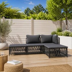 4 Piece Garden Lounge Set Anthracite Outdoor Furniture Patio Sofa Cushions
