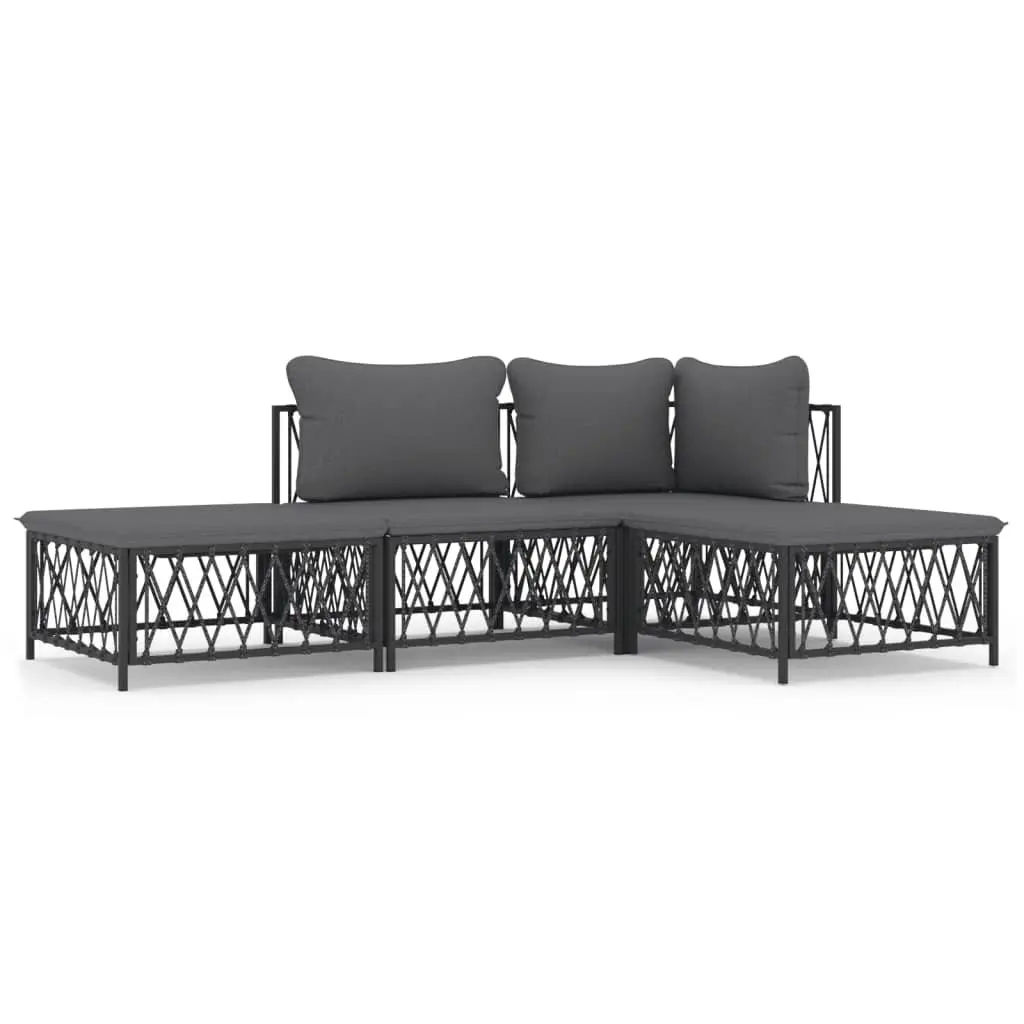 4 Piece Garden Lounge Set Anthracite Outdoor Furniture Patio Sofa Cushions