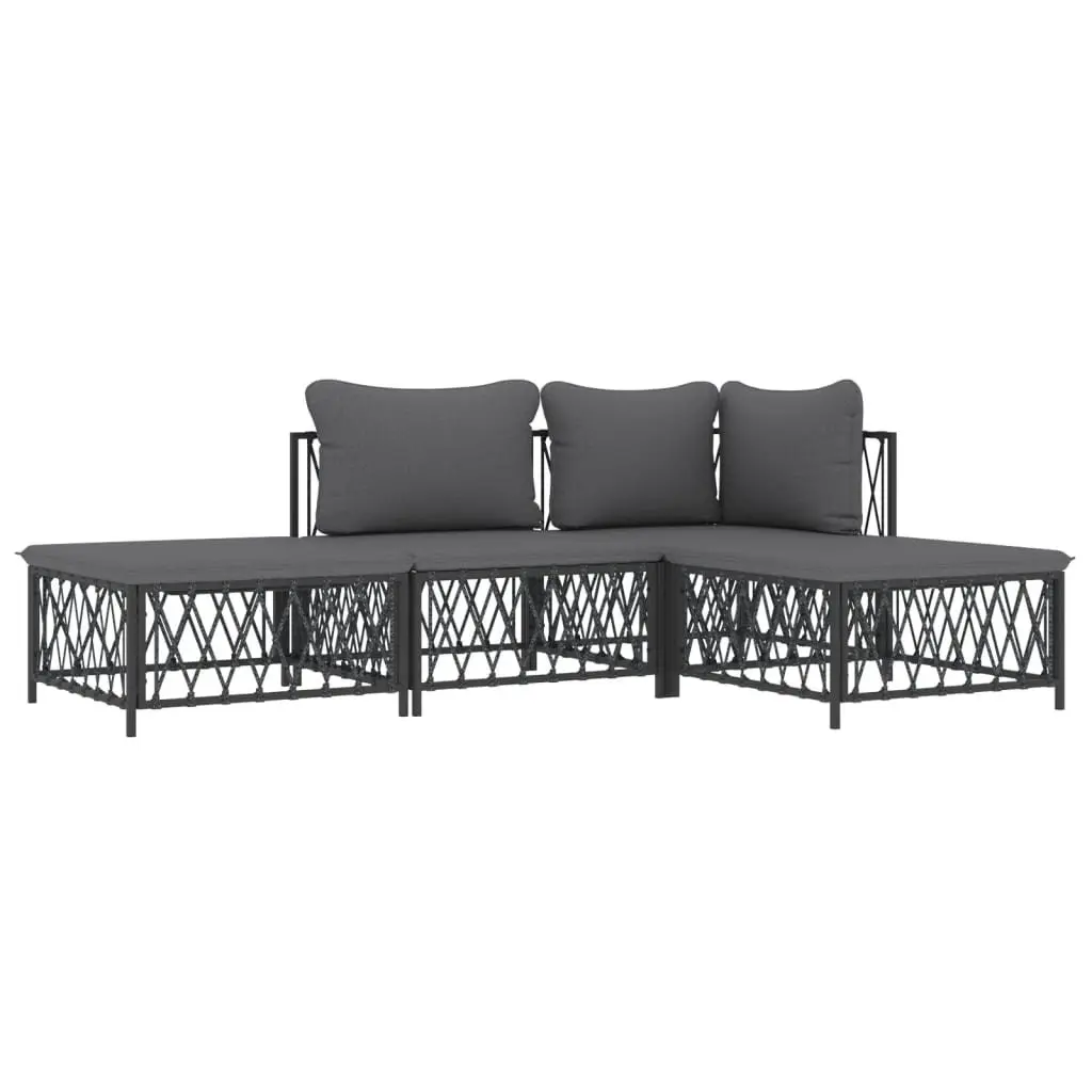 4 Piece Garden Lounge Set Anthracite Outdoor Furniture Patio Sofa Cushions