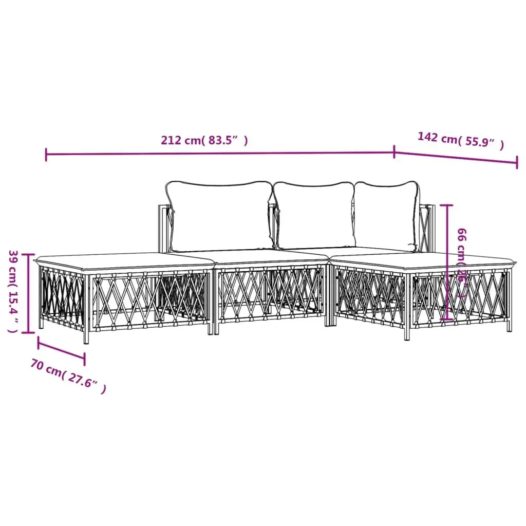 4 Piece Garden Lounge Set Anthracite Outdoor Furniture Patio Sofa Cushions