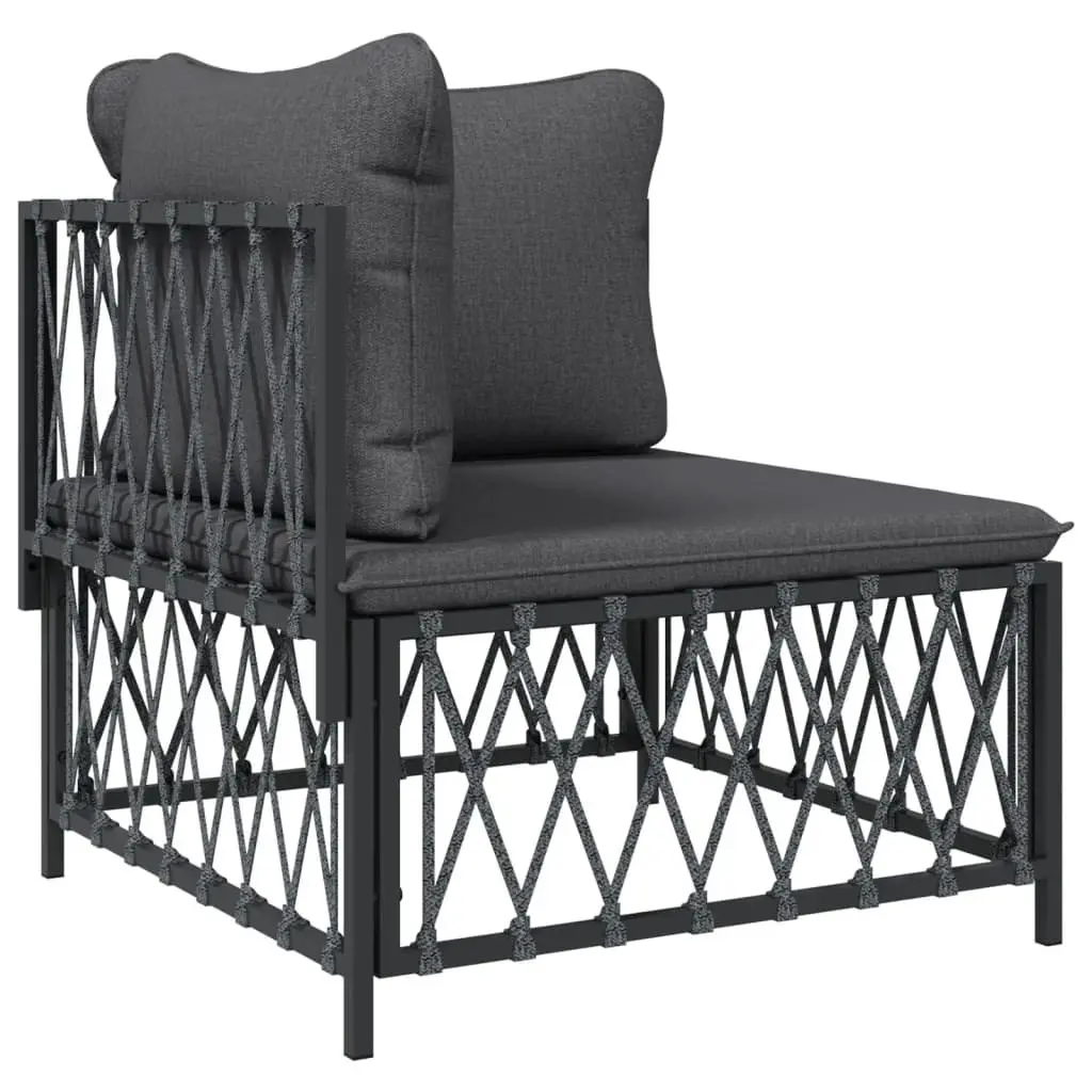 4 Piece Garden Lounge Set Anthracite Outdoor Furniture Steel Frame Cushions